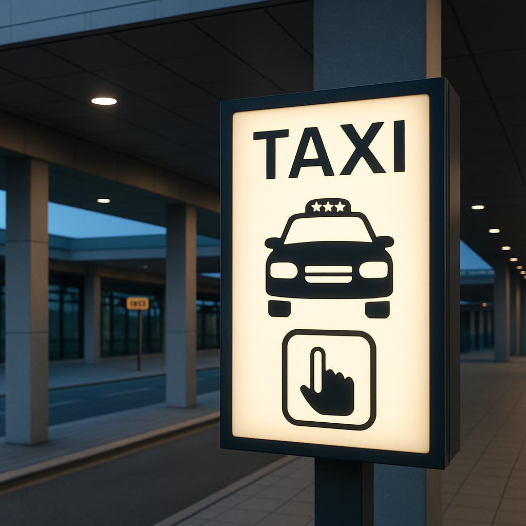 The taxi sign.